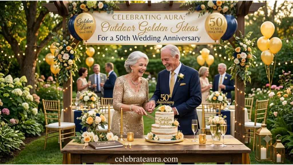 Outdoor Golden Ideas For a 50th Wedding Anniversary Celebration